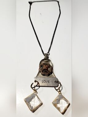 Love Mixed-Metal Pendant Necklace - 'LOVE' Detail One Of A Kind Crafted